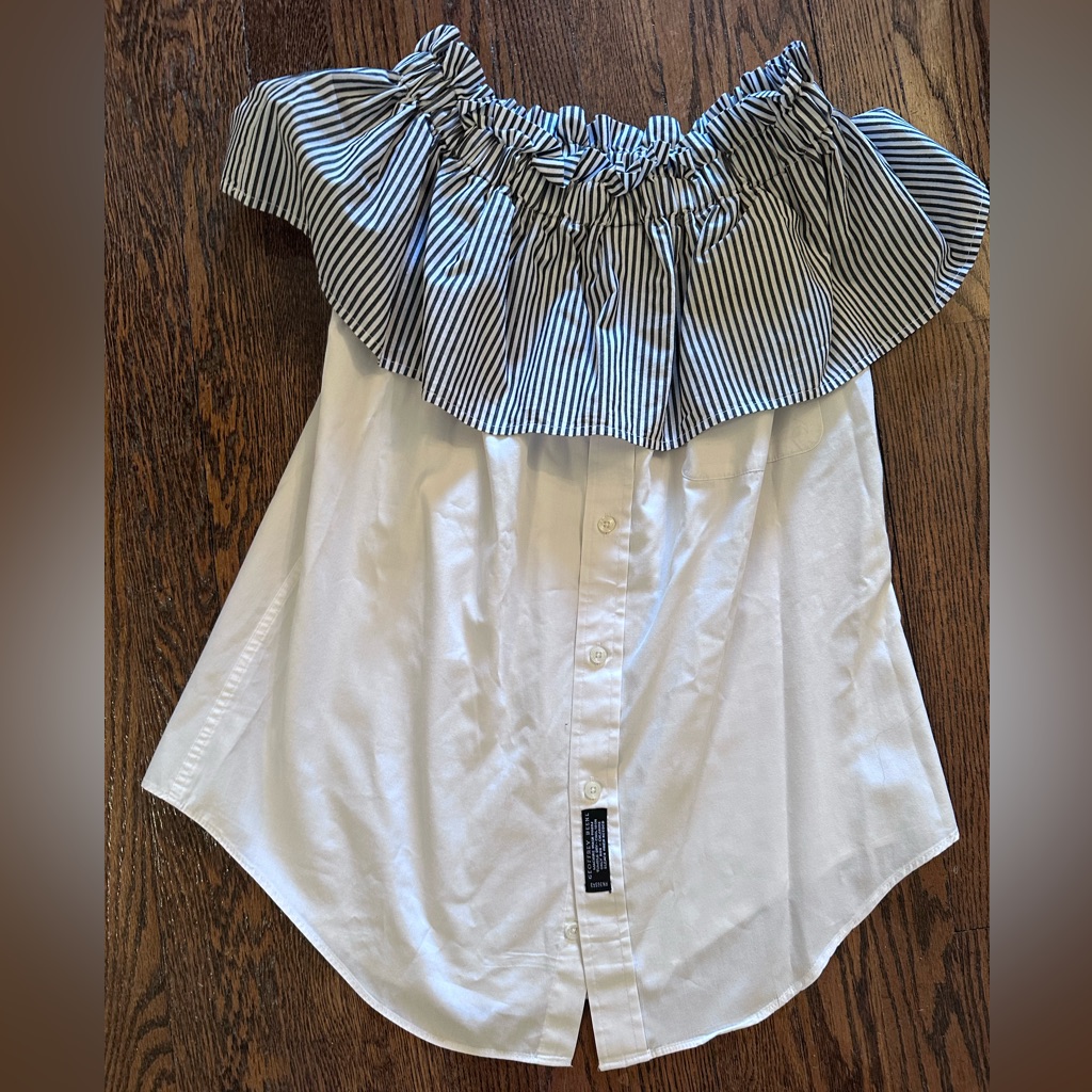 One Of A Kind Recycled Shirt! Off Shoulder Top! Euc